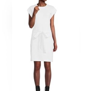Vince crew neck White t-shirt dress with detachable belt, size XL
